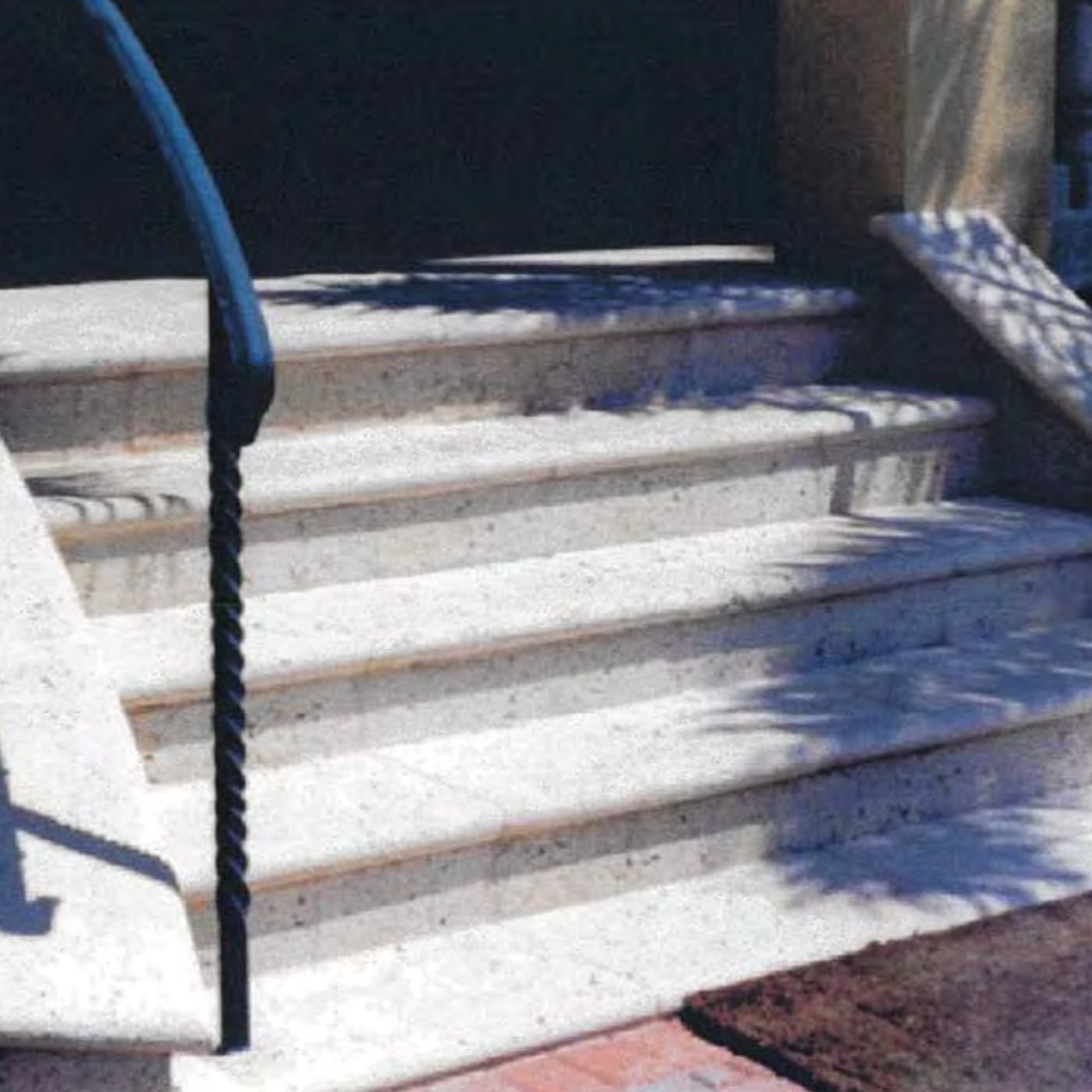 Stair Tread with Wrought Iron Railing